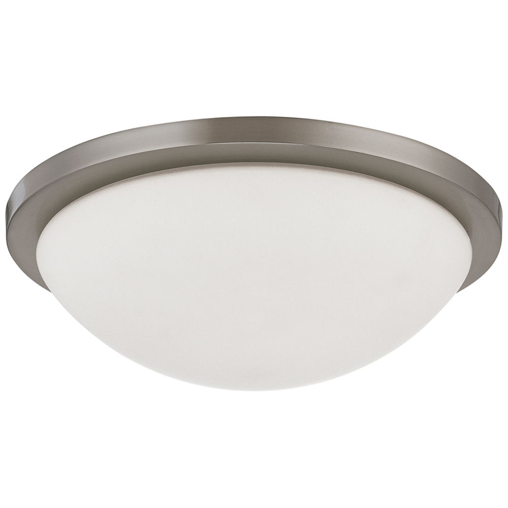 60-2944 Button Contemporary Medium Dome Round Ceiling Light, (2) T Lamp, 120 VAC, Brushed Nickel Housing