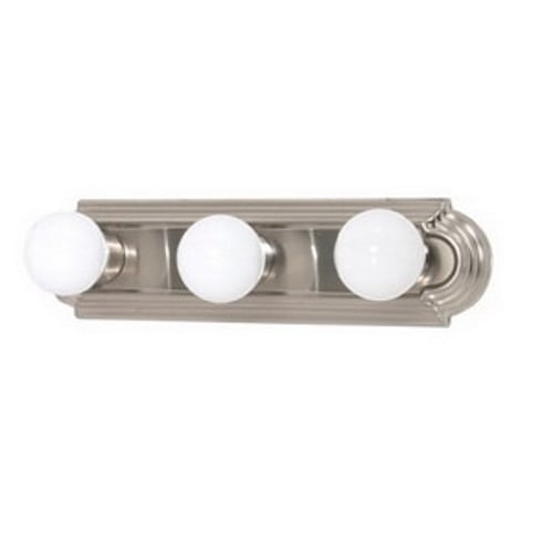 60-300 Signature Racetrack Style Utility Vanity Light Fixture, (3) Incandescent Lamp, 120 V AC, Brushed Nickel Housing