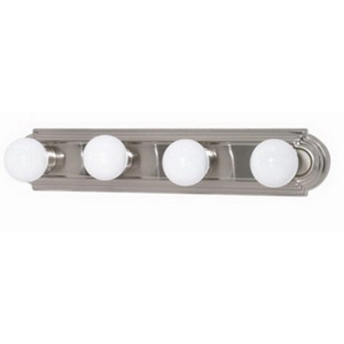 60-301 Signature Racetrack Style Utility Vanity Light Fixture, (4) Incandescent Lamp, 120 V AC, Brushed Nickel Housing