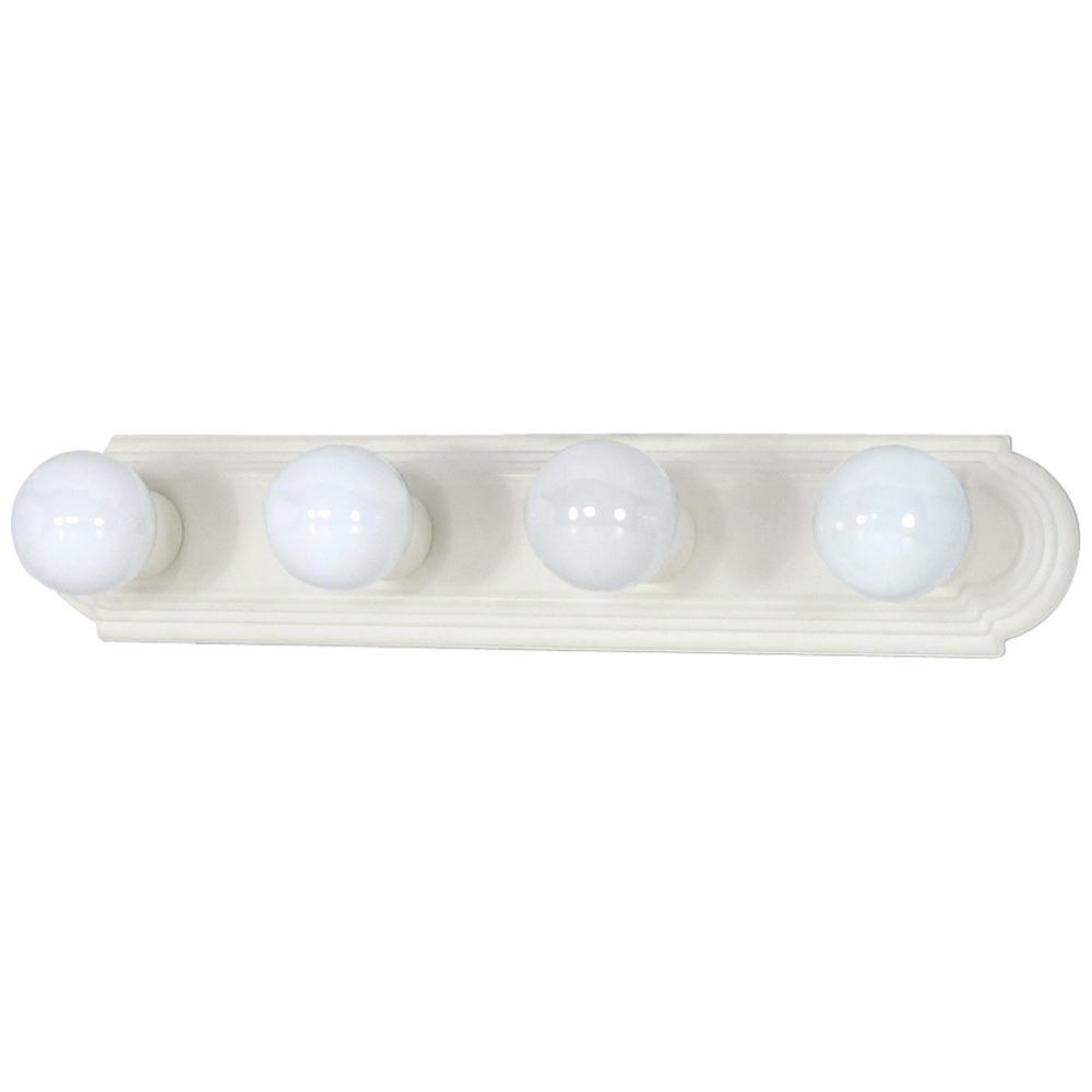 60-313 Signature Racetrack Style Utility Vanity Light Fixture, (4) Incandescent Lamp, 120 V AC, Textured White Housing