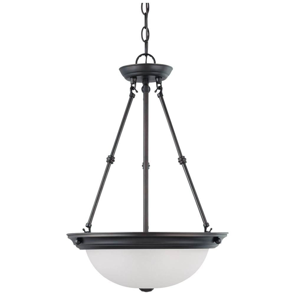 60-3152 Small Transitional Pendant Light Fixture, (3) A19 Lamp, 120 V AC, Mahogany Bronze Housing