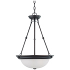 3 Light 15 Pendant w/ Frosted White Glass - Mahogany Bronze