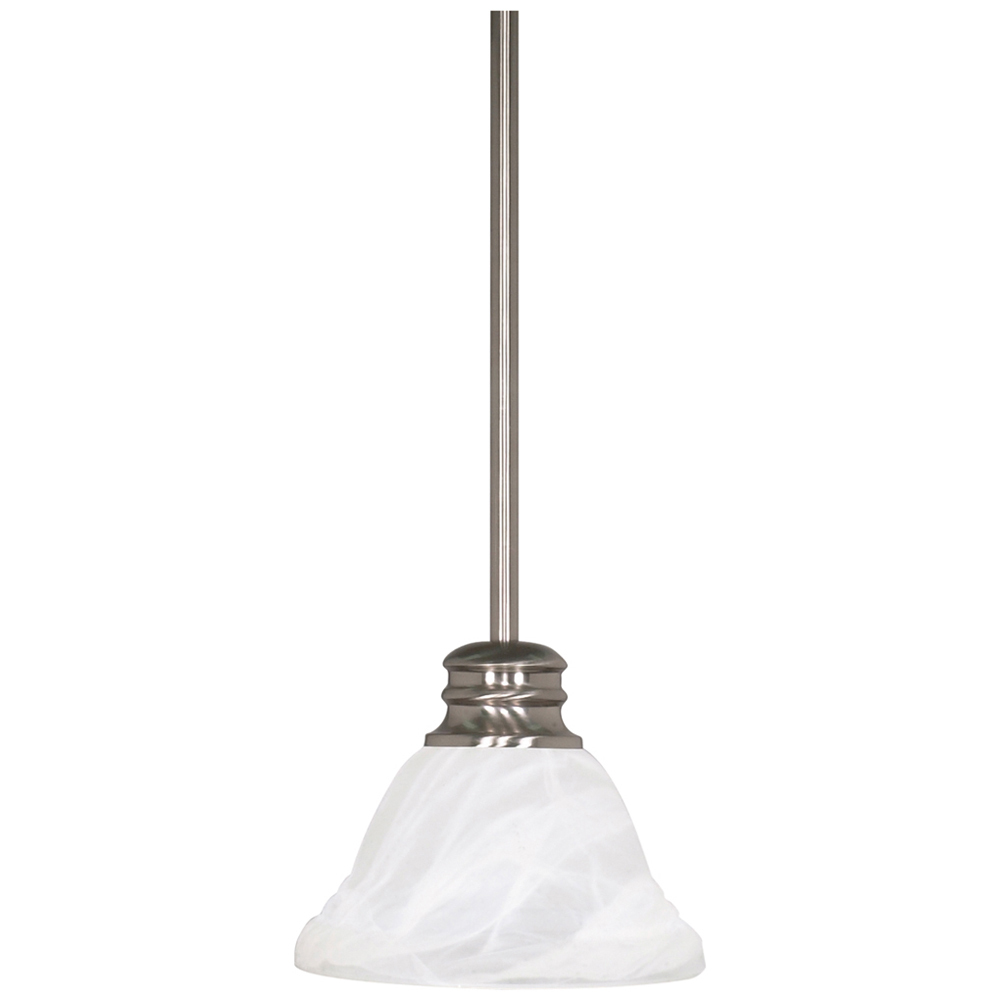60-3197 Empire Transitional Mini Pendant With Hang Straight Canopy, (1) T2 Lamp, 120 VAC, Brushed Nickel Housing