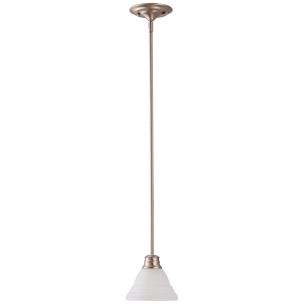 60-3257 Empire Transitional Mini Pendant, (1) A19 Lamp, 120 V AC, Brushed Nickel Housing