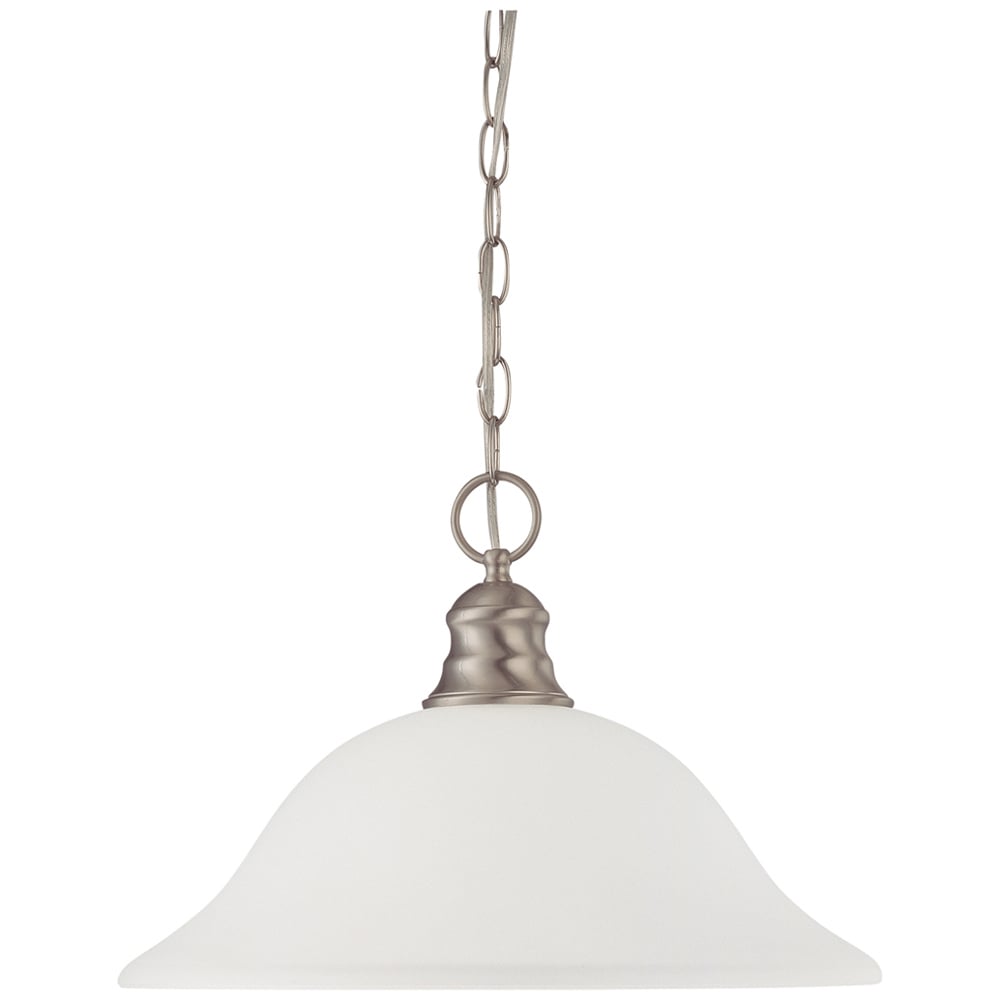 60-3258 Transitional Hanging Pendant Light Fixture, (1) A19 Lamp, 120 V AC, Brushed Nickel Housing