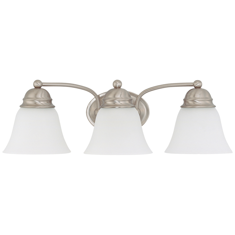 60-3266 Empire Transitional Vanity Light Fixture, (3) A19 Lamp, 120 V AC, Brushed Nickel Housing