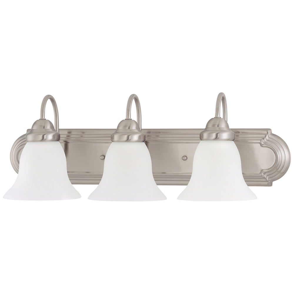 60-3279 Ballerina Traditional Vanity Light Fixture, (3) A19 Lamp, 120 V AC, Brushed Nickel Housing