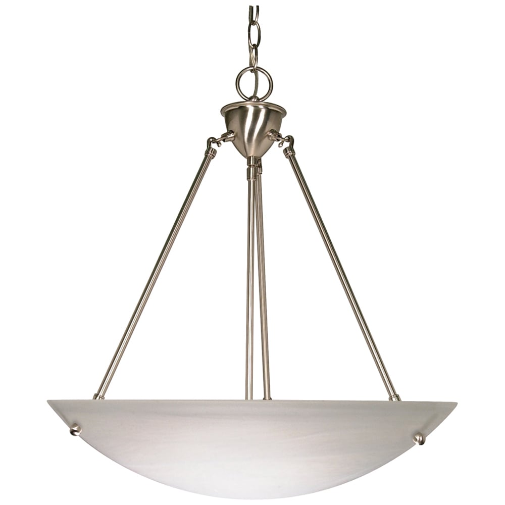 60-370 Transitional Hanging Pendant Light Fixture, (3) A19 Lamp, 120 V AC, Brushed Nickel Housing