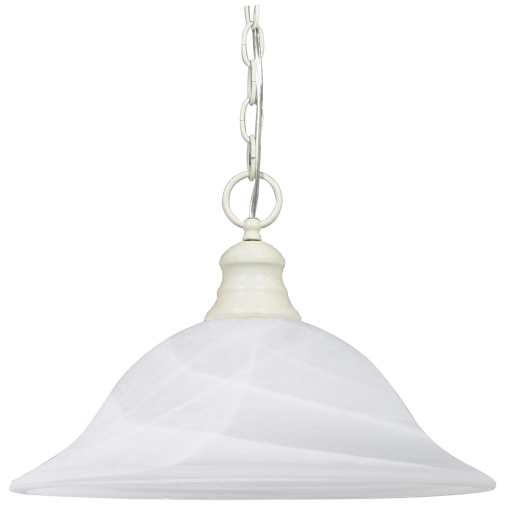 60-393 Transitional Hanging Dome Pendant Light Fixture, (1) A19 Lamp, 120 V AC, Textured White Housing
