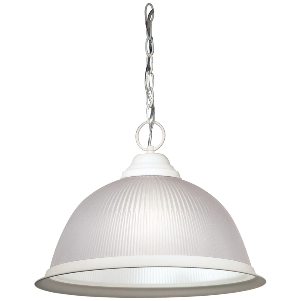 76-692 Traditional Pendant Light Fixture, (1) A19 Lamp, 120 VAC, Textured White Housing