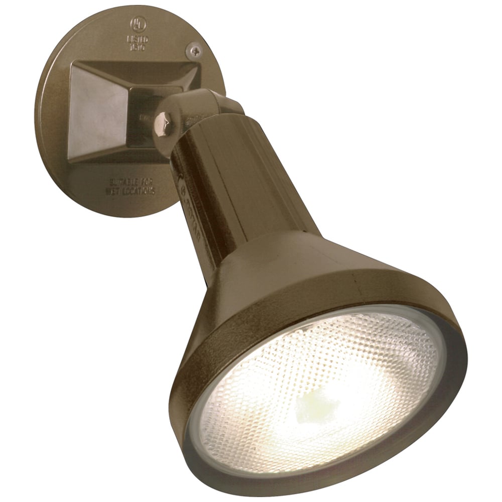 77-494 Exterior Utility Floodlight Fixture With Adjustable Swivel, (1) Halogen Lamp, 150 W Fixture, 120 VAC, Dark Bronze Housing