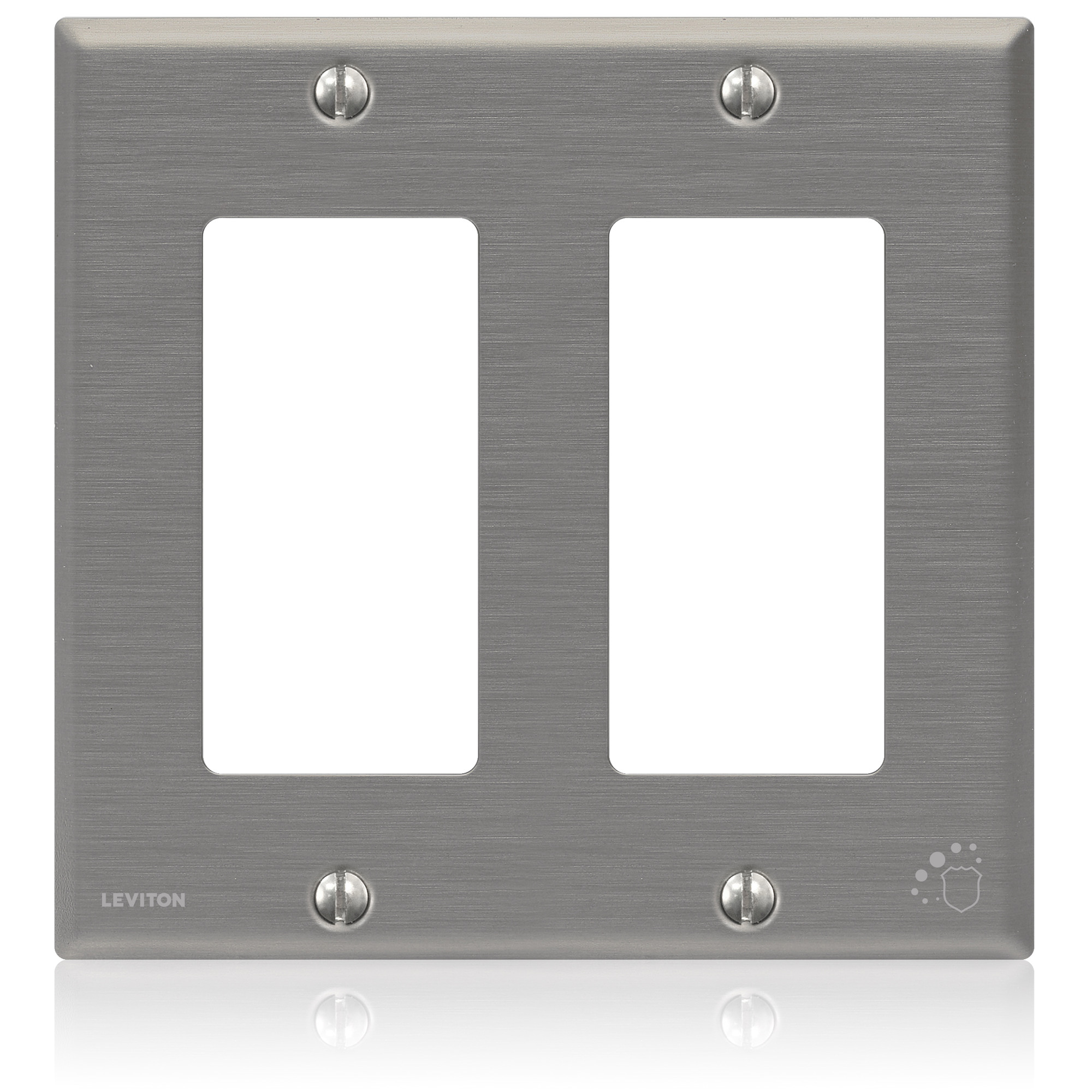 84409-A40 Decora Standard Size Wall Plate, 2 Gangs, 4.56 in W x 4.5 in H, Stainless Steel