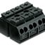 Feed-through/thru chassis-mount terminal strip with 1-deck/level - Wago (862 series) - Black - 3 feed-through poles (3P) / 12-wires (6 push-in + 6 push-in) (6+6) - for 0.5mm2...4mm2 / for #20AWG...#12AWG - Rated current 32A - with Push-in CAGE CLAMP spring connections - 3mm screw+nut mounting