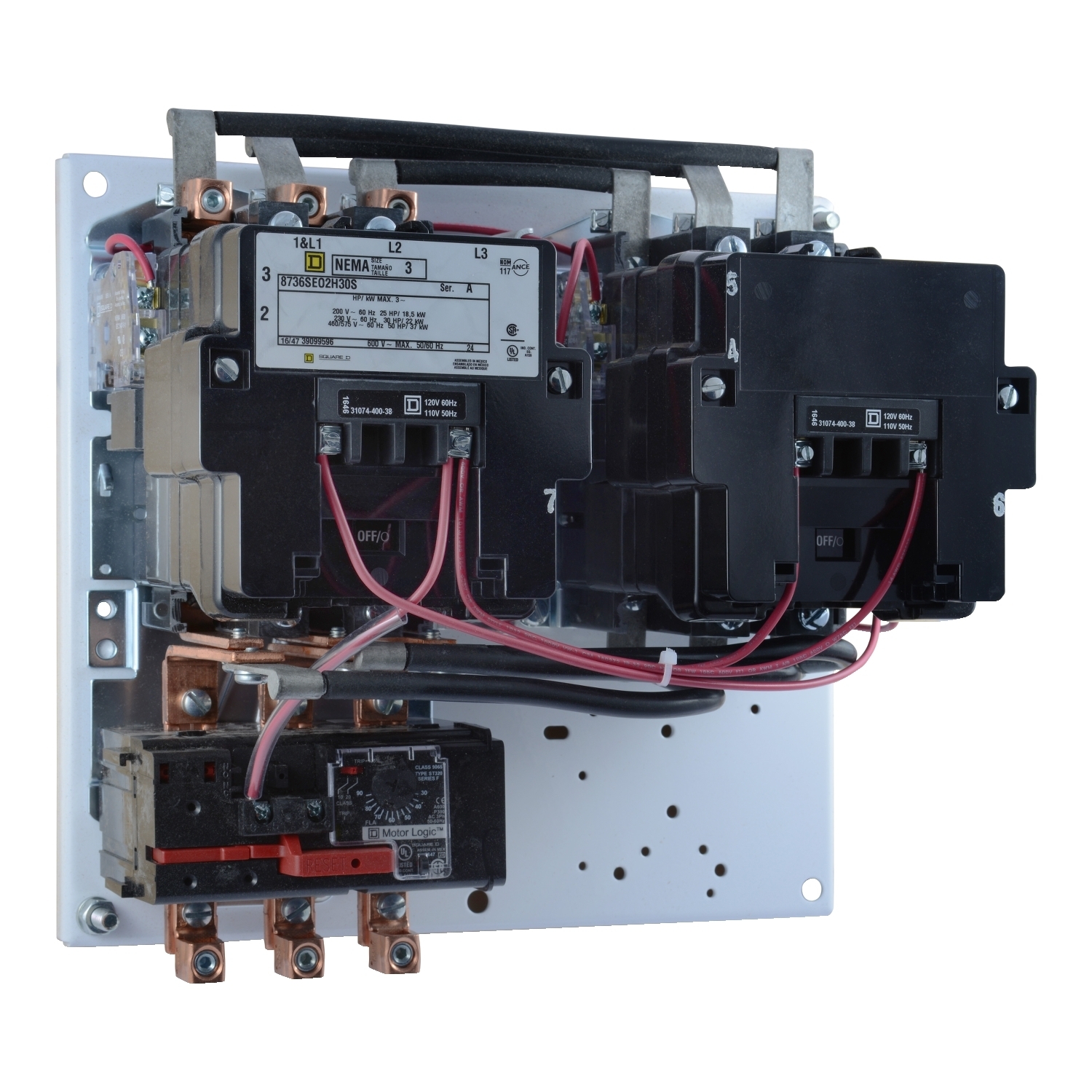 8736SEO2V02H30S Type S Reversing Starter, 110/120 V AC V Coil, 3 Poles, NEMA 3 Enclosure