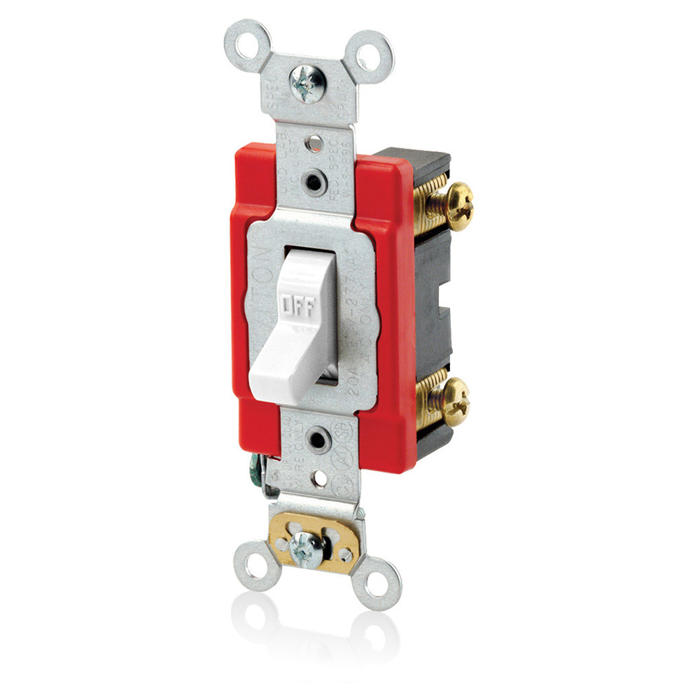 A1221-2W Standard Antimicrobial Treated Toggle Switch With External Wire Clamp, 120/277 V AC, 20 A, 800 W, 1000 VA Power Rating