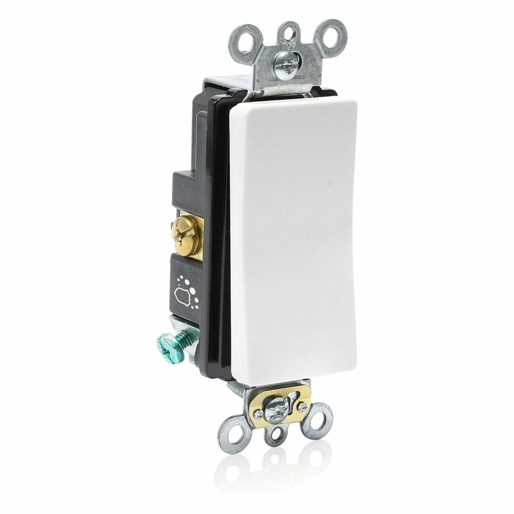 A5621-2W Decora Plus Self-Grounding Standard AC Quiet Switch, 120/277 V AC, 20 A, 1 hp, 2 hp Power Rating