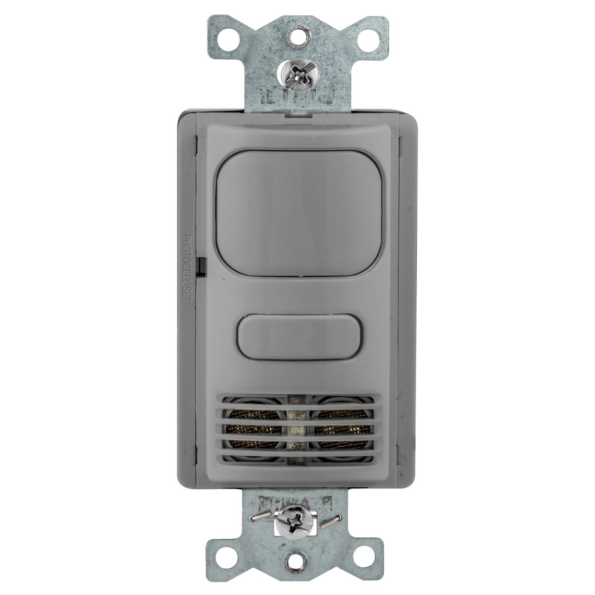 AD2000GY1 1-Button 1-Circuit 1 Relay Adjustable Dual Technology Occupancy Sensor Switch With Photocell, 120/277 VAC, Passive Infrared/Ultrasonic Sensor, 1000 sq-ft Coverage