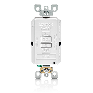 AFRBF-T SmartlockPro Slim Blank Face AFCI Receptacle With Ivory Test, Reset Button, 125 V AC, 20 A, 2 Poles, 3 Wires, Light Almond