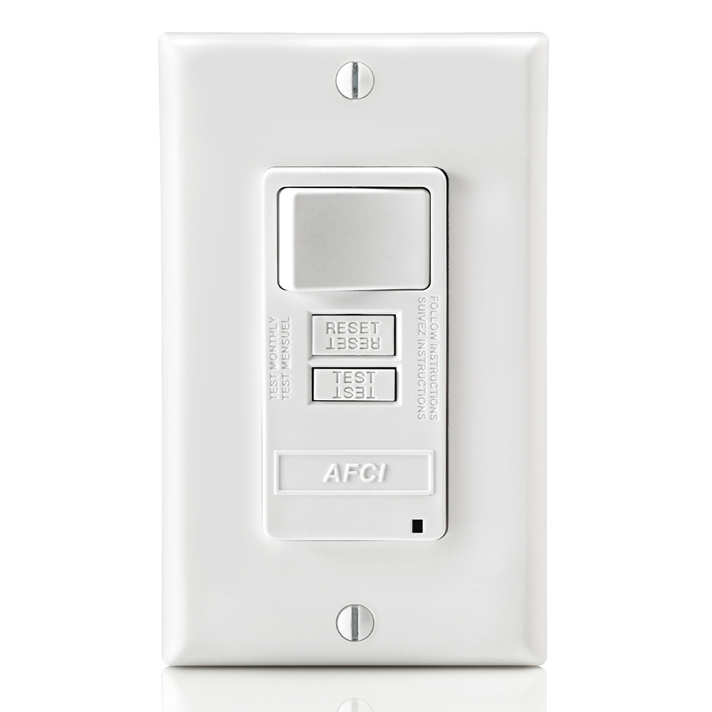 AFSW1-W AFSW1 Duplex Monochromatic Combination Afci/Switch, Electrical Ratings: 125 V AC, 15 A, 1 hp, 3-Wire, 2 Poles