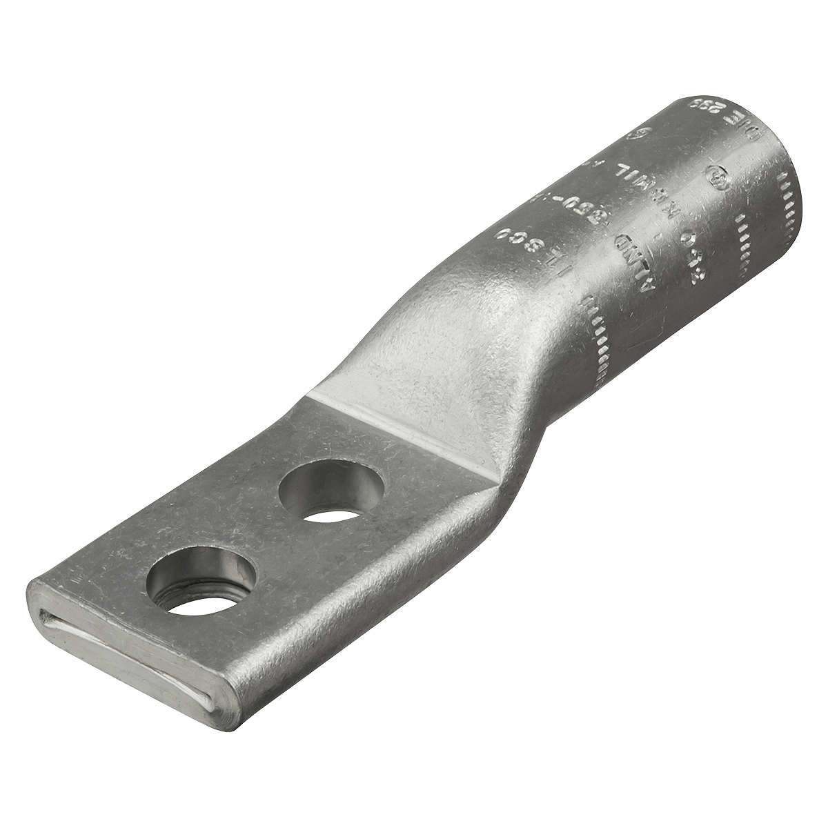 ALND-2-38-1 SureCrimp 2-Hole Type ALND Lug Compression Connector, 6 to 2 AWG Aluminum/Copper Conductor, Die Code: 348, 3/8 in Stud, Aluminum Alloy