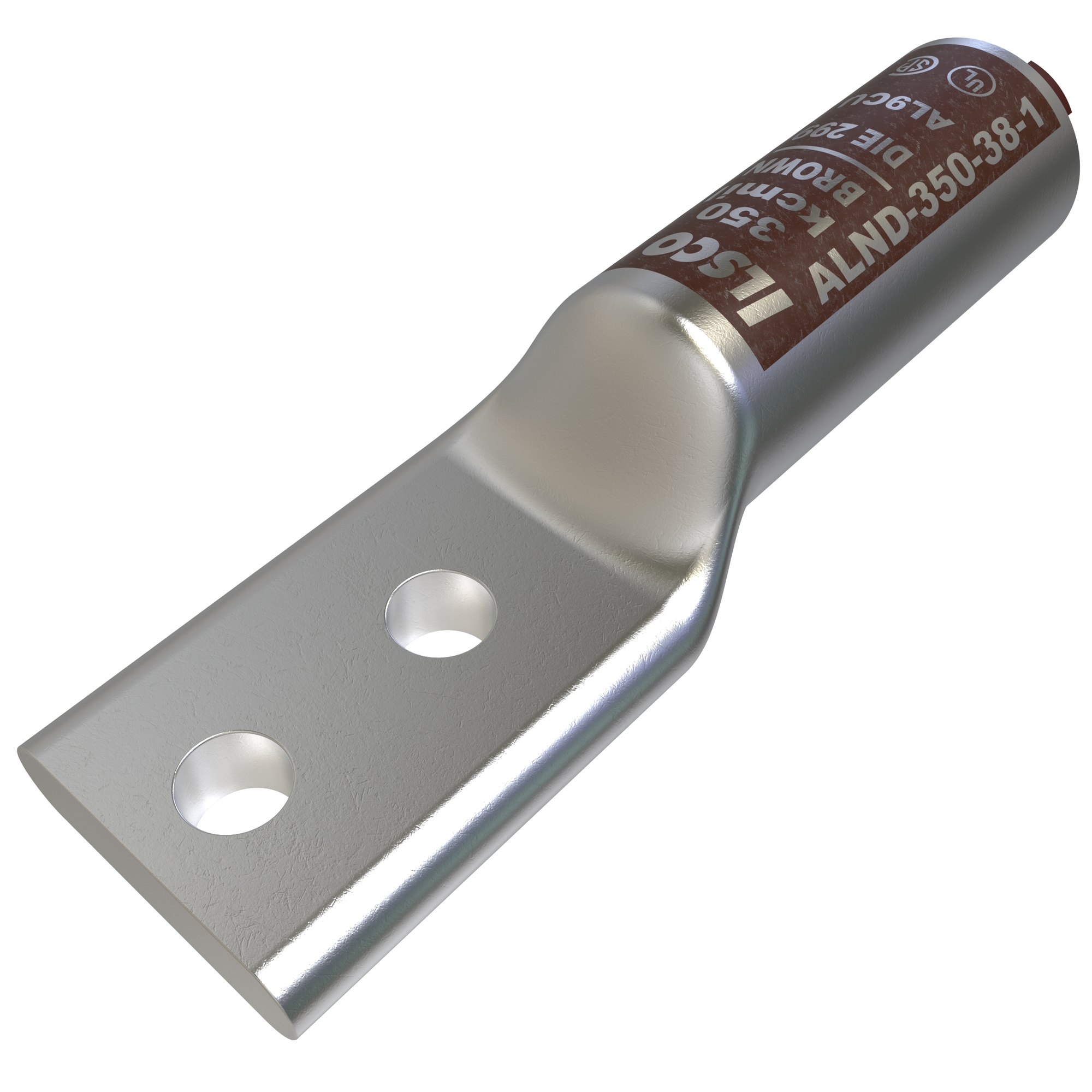 ALND-350-12-134 SureCrimp ALND 2-Hole Compression Connector Lug, 3/0 AWG to 350 kcmil Aluminum/Copper Conductor, Die Code: 299, 1/2 in Stud, Aluminum