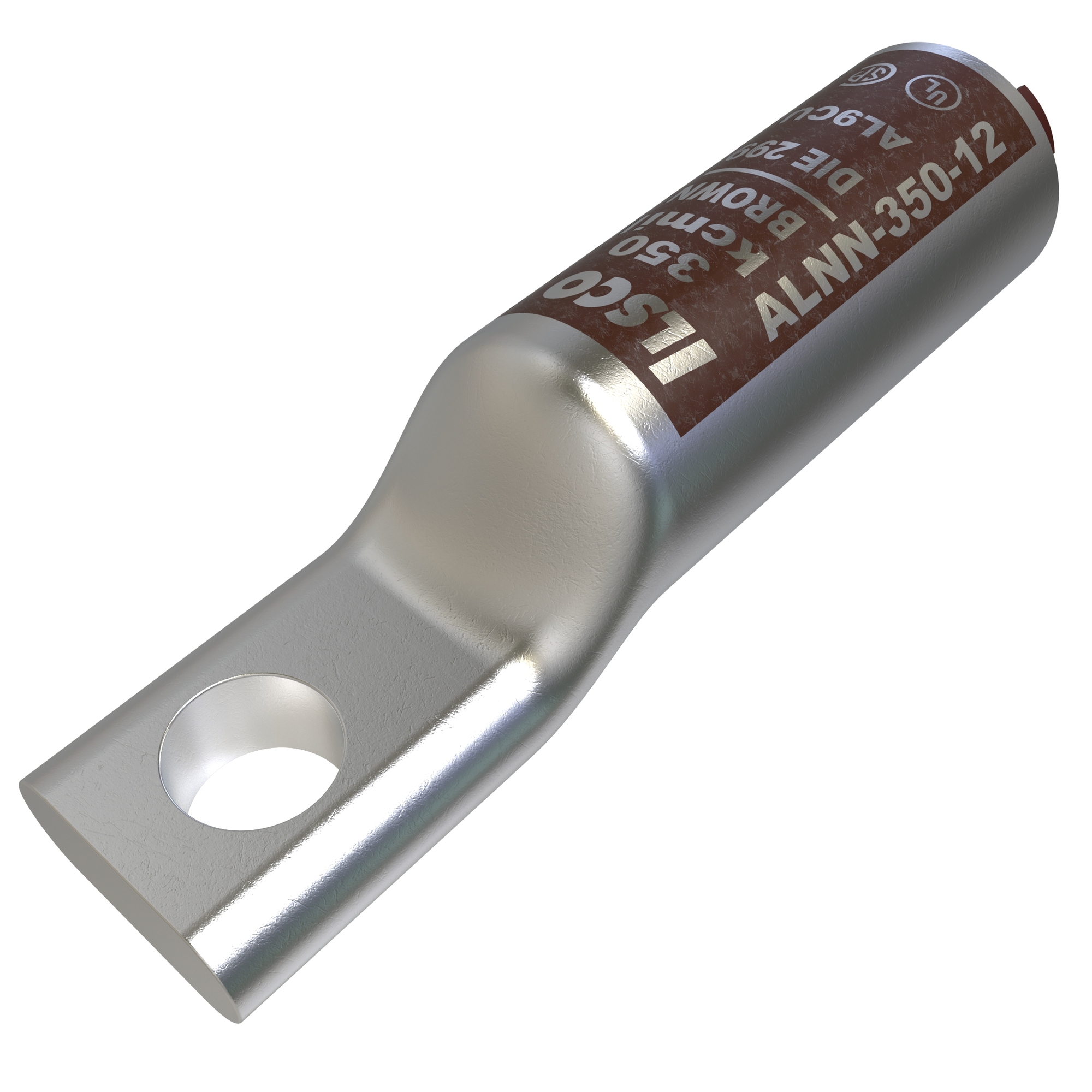ALNN-4/0-38-1 SureCrimp 2-Hole Type ALNN Lug Compression Connector, 1 to 4/0 AWG Aluminum/Copper Conductor, Die Code: 298, 3/8 in Stud, Aluminum Alloy