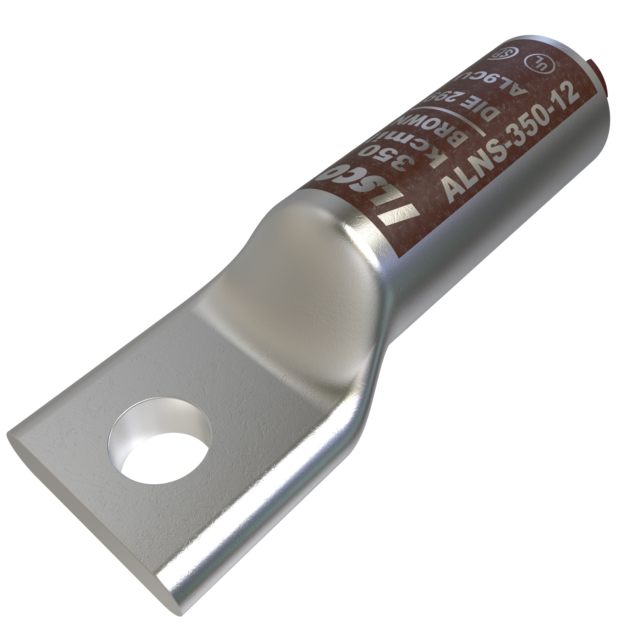 ALNS-250-38 SureCrimp 1-Hole Type ALNS Lug Compression Connector, 1/0 AWG to 250 kcmil Aluminum/Copper Conductor, Die Code: 324, 3/8 in Stud, Aluminum Alloy
