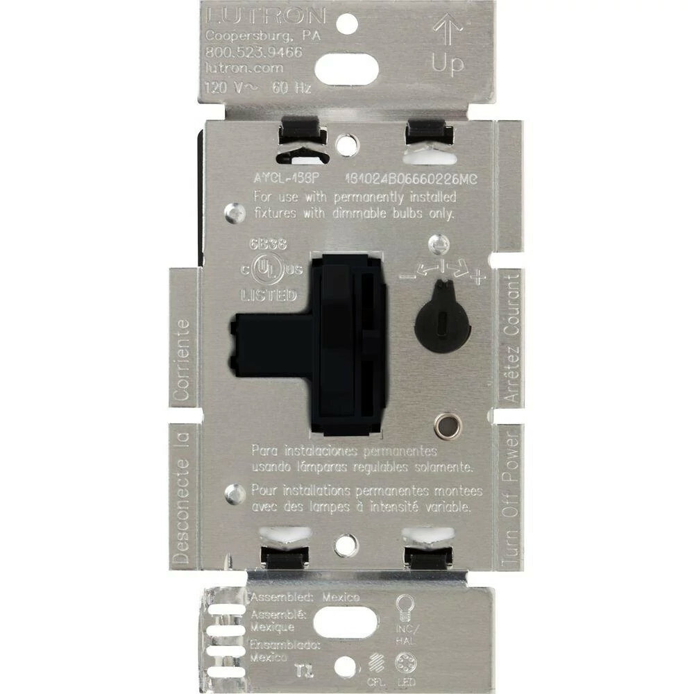 AYCL-253P-BL Ariadni LED+ Dimmer Switch, 250W LED, 1 Pole/3-Way, No Neutral Required, 120V, Black