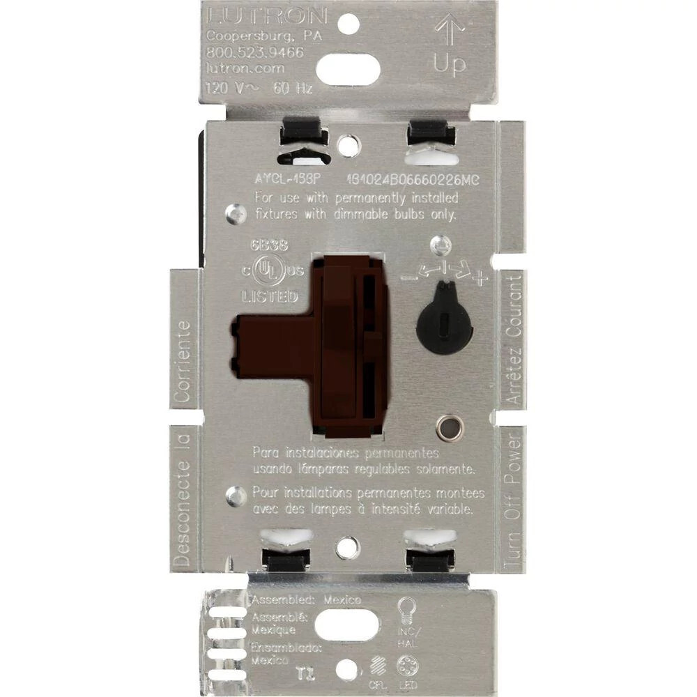 AYCL-253P-BR Ariadni LED+ Dimmer Switch, 250W LED, 1 Pole/3-Way, No Neutral Required, 120V, Brown