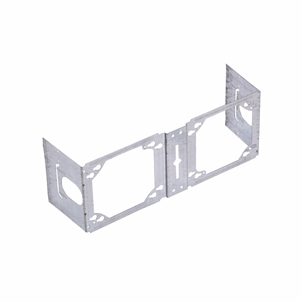 BB4-23D Dual Stud Box Mounting Bracket With Lugs, 3-1/2 in, 2-1/2 in Stud Spacing, Fastened Mount, Metal, Pre-Galvanized