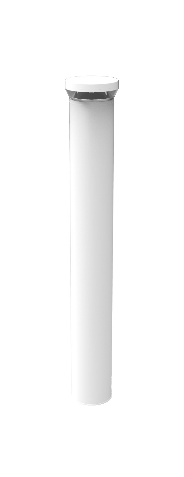 BLEDR18NW 90 deg Distribution Round Standard Bollard Light, (3) LED Lamp, 17 W Fixture, 120/208/240/277 V AC, White/Polyester Powder Coated Housing