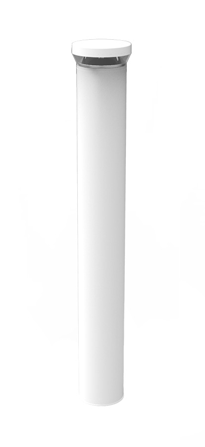 BLEDR24NW 360 deg Distribution Round Standard Bollard Light, (4) LED Lamp, 23 W Fixture, 120/208/240/277 V AC, White/Polyester Powder Coated Housing