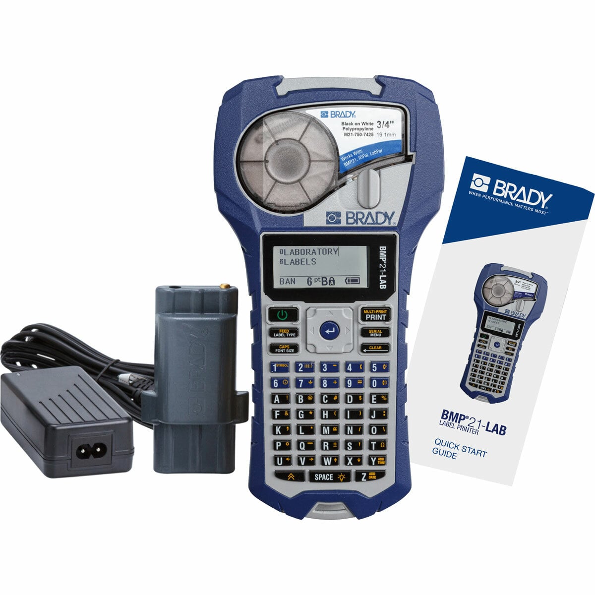 BMP21-LAB-KIT1 BMP21 LAB Label Printer Kit, Thermal Transfer Print, 6 to 40 Point Font, Optional Rechargeable Lithium-Ion Battery, LCD Display