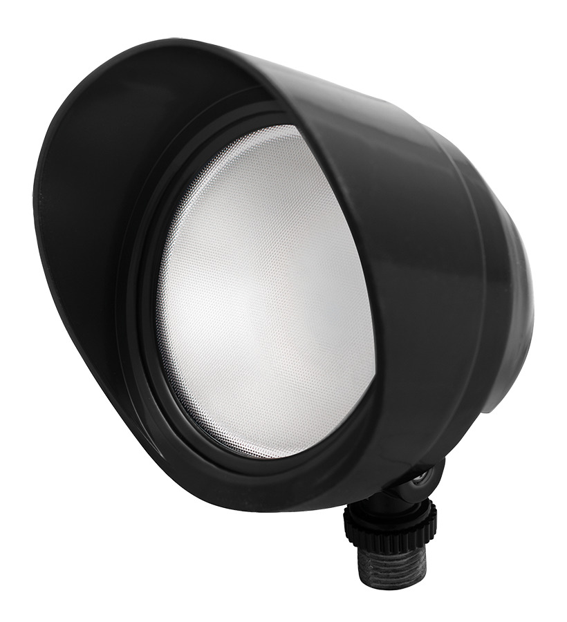 BULLET12B Bullet Floodlight Fixture With Hood, Lens, (1) LED Lamp, 13 W Fixture, 120/277 V AC, Black Housing