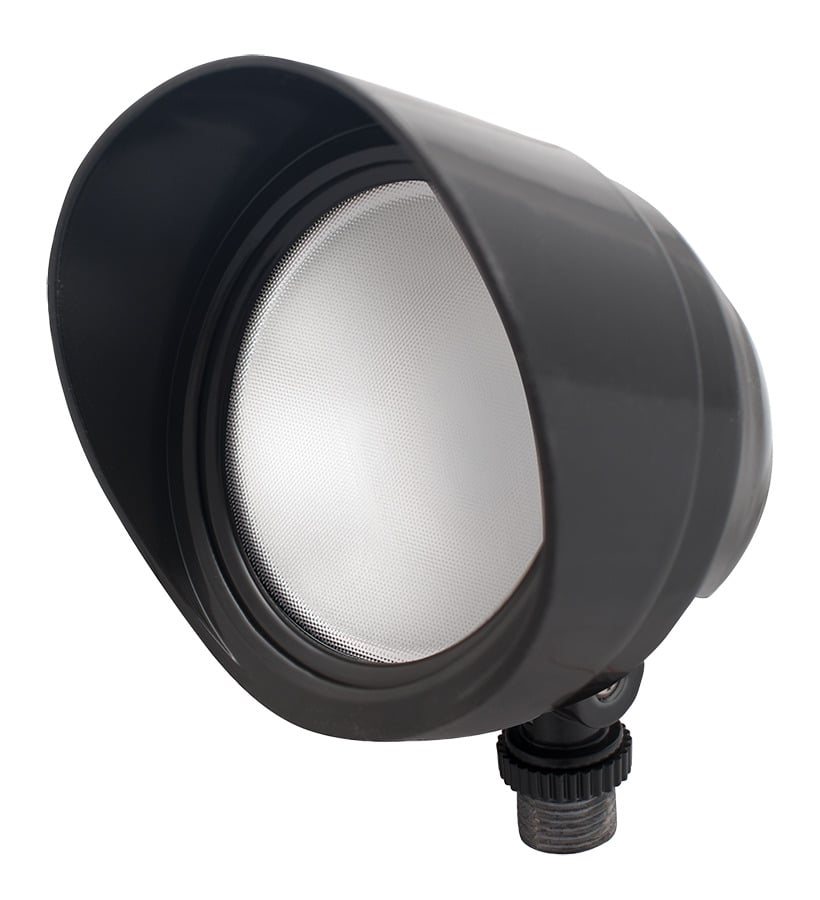 BULLET12NA Bullet Floodlight Fixture With Hood, Lens, (1) LED Lamp, 13 W Fixture, 120/277 V AC, Bronze Housing