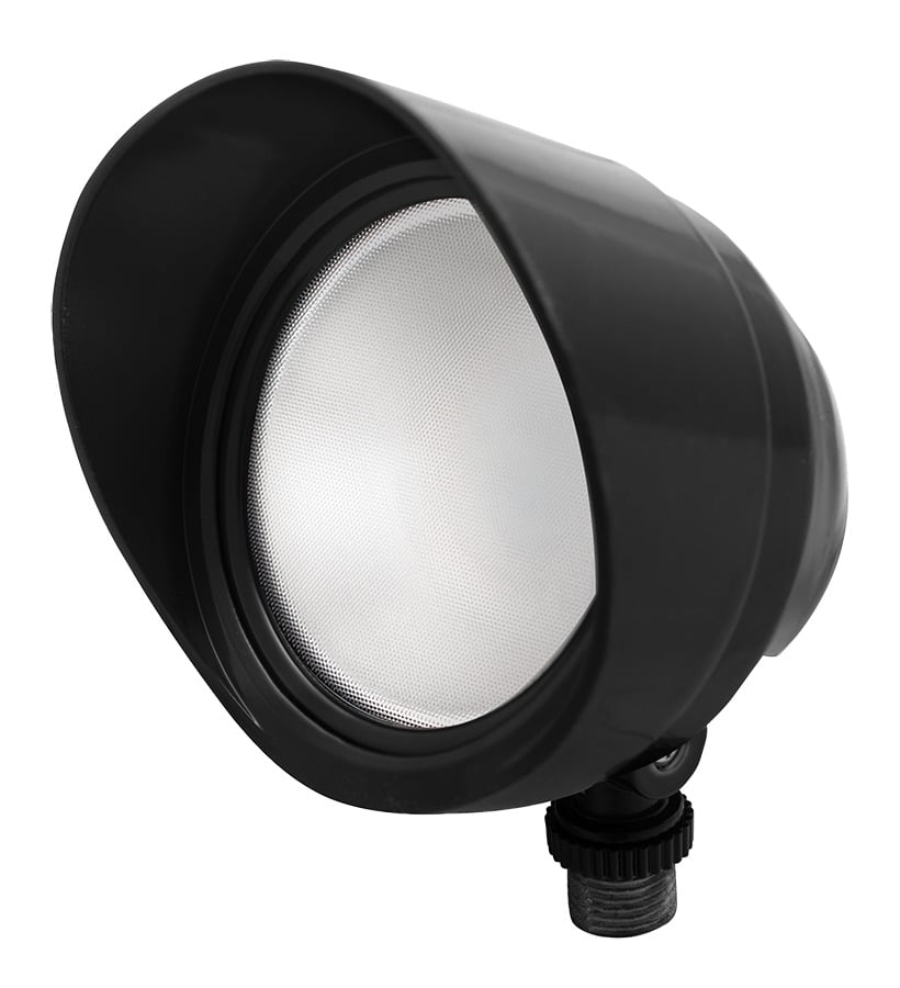 BULLET12YB Bullet Floodlight Fixture With Hood, Lens, (1) LED Lamp, 13 W Fixture, 120/277 V AC, Black Housing