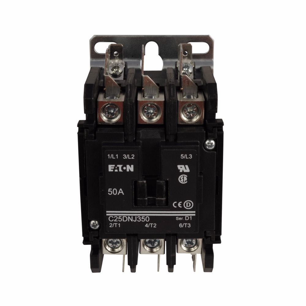 C25DNY61 3-Phase Non-Reversing Definite Purpose Control Contactor With Metal Mounting Plate, 30 A