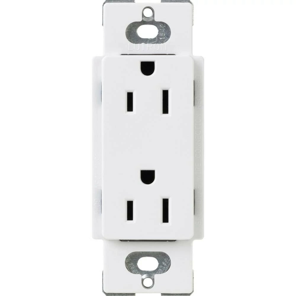 CARS-15-TR-WH Claro Tamper-Resistant Duplex Receptacle, Decorator-Style Outlet, 15 Amp, Gloss, White