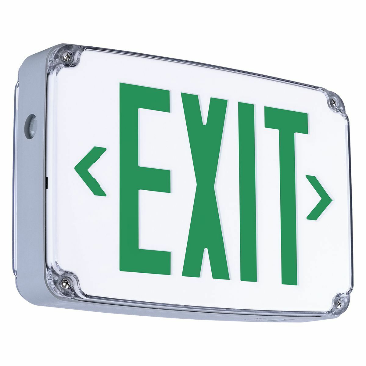 CEWSGE 1-Face Emergency Exit Sign With Test Switch, AC-On Indicator, LED Lamp, 2.7 W Fixture, 120/277 V AC, White Housing, EXIT Legend