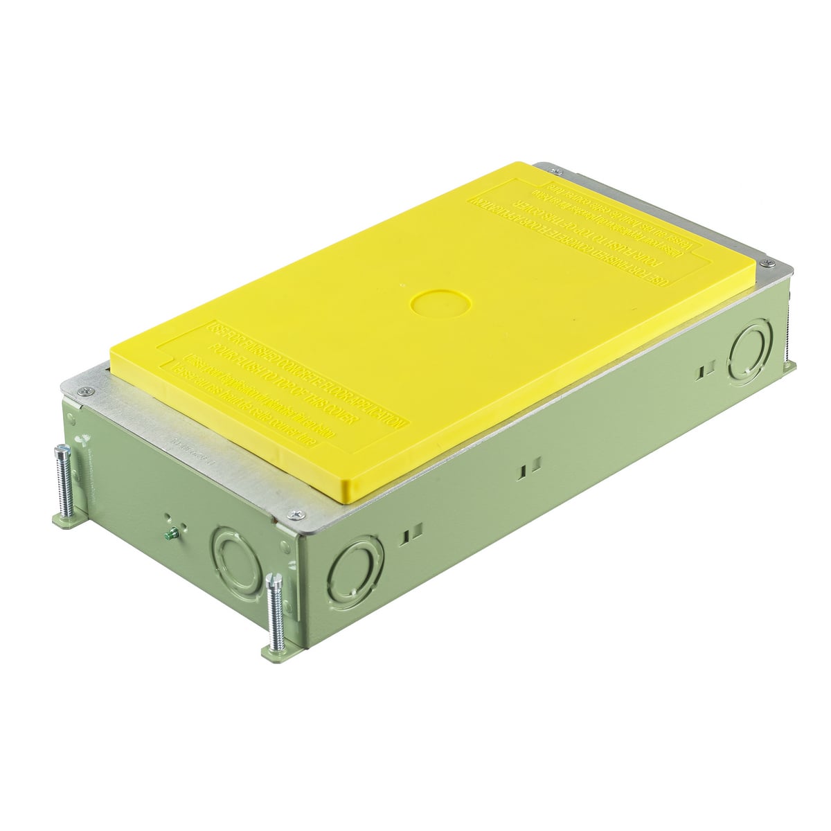 CFB2G25CR Corrosion Resistant On-Grade Concrete Floor Box, Stamped Steel, 30 cu-in/Gang Capacity, 2 Gangs, 20 Knockouts, 6.62 in L x 13.8 in W x 2.5 in H