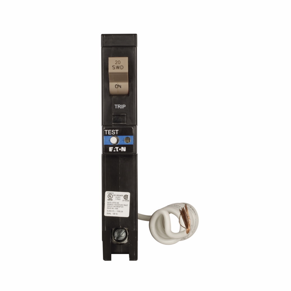 CHFAFGF120CS Type CH Combination AFCI/GFCI Circuit Breaker, 120/240 V AC, 20 A, 10 kA Interrupt, 1 Poles
