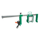 Cable Tray Roller.  No loose pieces.  Adjustable legs to fit onto tray width sizes of 12" (304.8 mm) to 36" (914.4 mm).  Mounting system above tray.  4 conveyer roller guide with 2 retained spring pull-pin release to easily remove cable from both sides.  Closed conveyer roller guide that traps cable within guide without damaging cable jacket.  6' (1.8 m) long durable retractable ratchet strap for sturdy assembly onto tray.  Easily handle forces of up to 200 lbs (45.4 kg).  Designed and Assembled in USA.