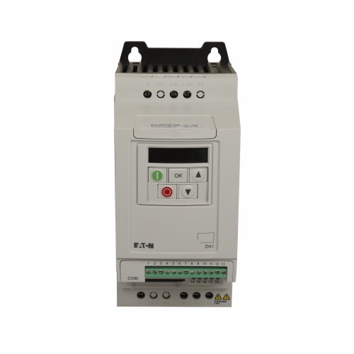 DA1-342D2FB-A20C PowerXL 3-Phase Compact Adjustable Frequency Drive With Internal RFI Filter and Brake Chopper, 380/480 V AC, 2.2 A, 1 hp, 4.21 in W x 7.32 in D