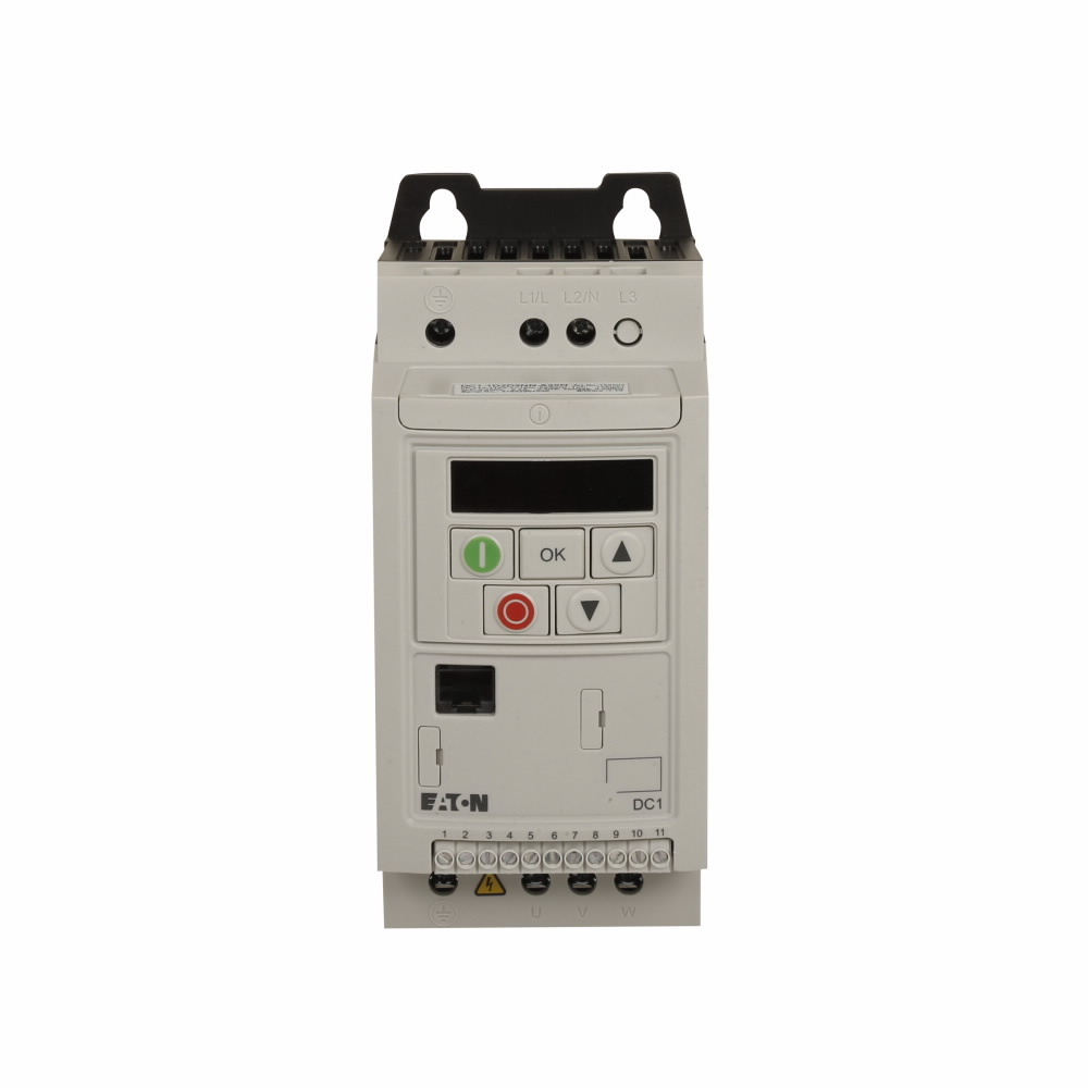 DC1-342D2NN-A20N PowerXL 3-Phase Adjustable Compact Standard Basic AC Variable Frequency Drive, 380 to 480 V AC, 2.2 A, 1 hp, 3.19 in W x 4.88 in D