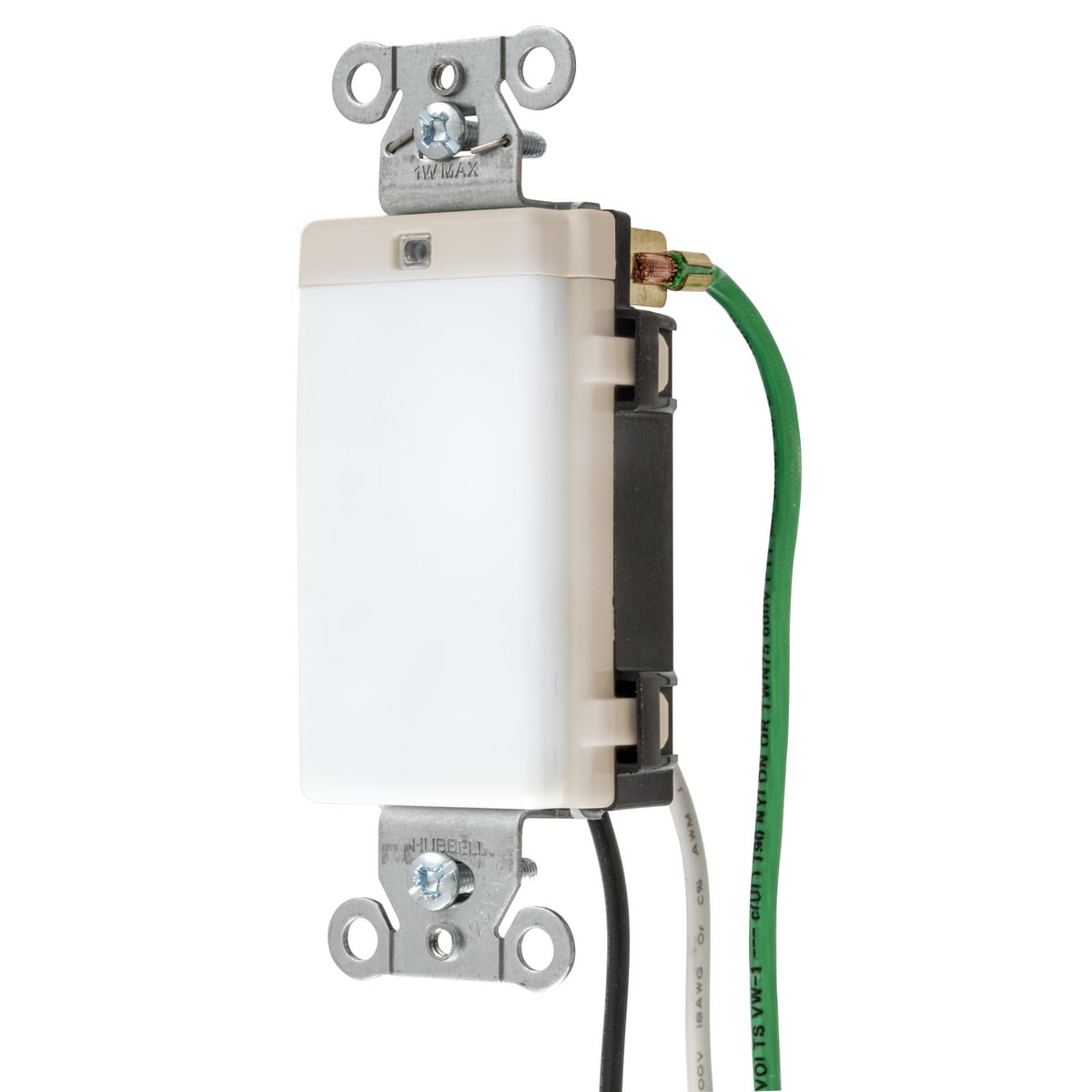 DD100NLLA TR7736 1-Phase 2-Pole 3-Wire Decorator Pre-Wired Standard Night Light With TR Receptacle, LED Lamp, 1 W Fixture, 125 V AC, Light Almond Housing