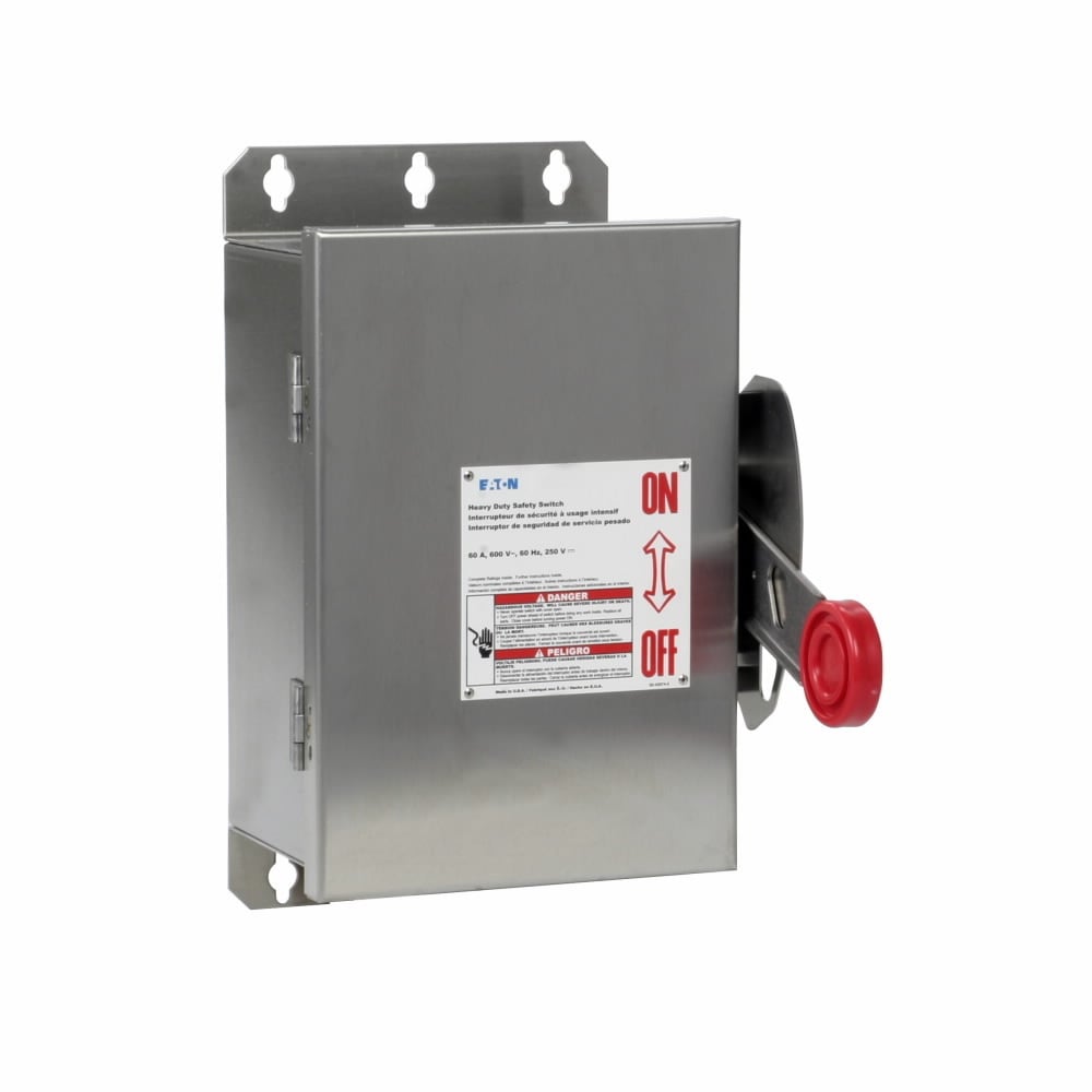 DH262UWK K Series Heavy Duty Low Voltage Non-Fusible Single Throw Safety Switch, 600 V AC, 60 A, 250 hp, 500 hp, 2 Poles