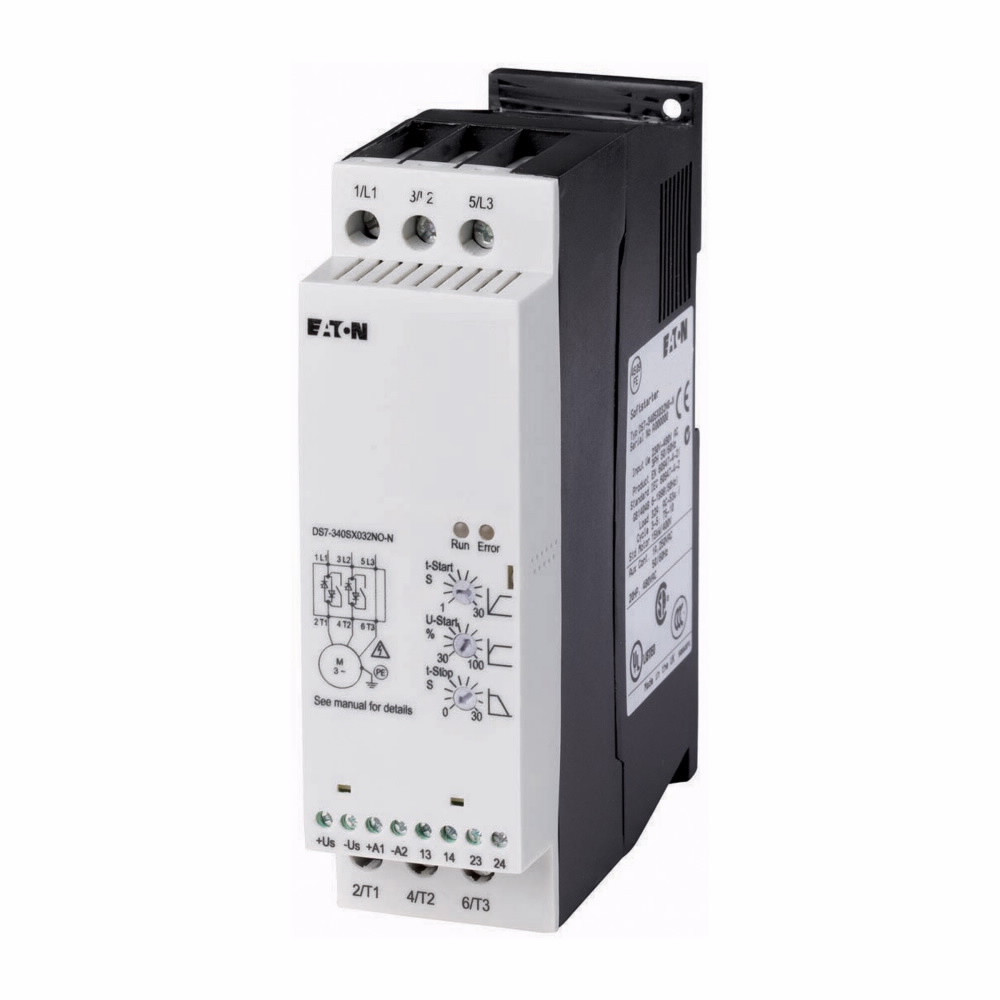 DS7-342SX070N0-N Reduced Voltage Standard Soft Start Controller With Internal Bypass, 110/230 VAC V Coil, Start/Stop Action, IP20 Enclosure