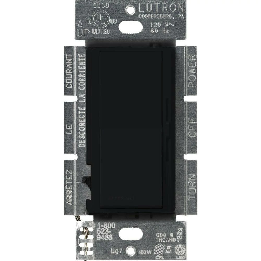 DVCL-253P-BL Diva LED+ Dimmer Switch, No Neutral Required, 250W LED, 1 Pole/3-Way, 120V, Black