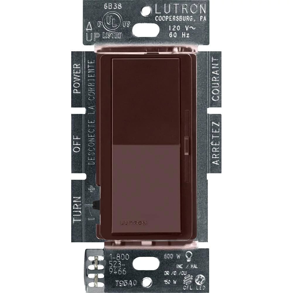 DVCL-253P-BR Diva LED+ Dimmer Switch, No Neutral Required, 250W LED, 1 Pole/3-Way, 120V, Brown