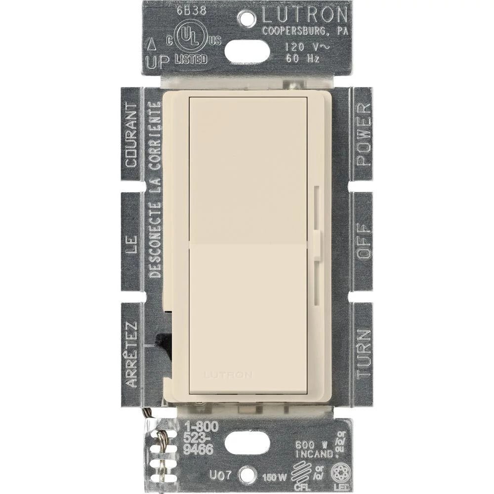 DVCL-253PH-LA Diva LED+ Dimmer Switch, No Neutral Required, 250W LED, 1 Pole/3-Way, 120V, Light Almond